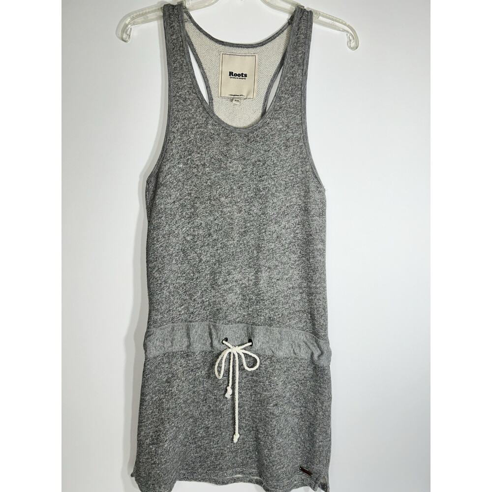 Roots Racerback Sweatshirt Sweater Gray Tank Dress Tie Waist Size Medium